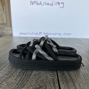 Rag & Bone black/gray strappy fabric slippers